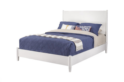 Mid-century modern white standard king bed frame