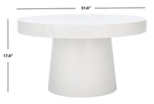 Load image into Gallery viewer, Round pedestal coffee table in white terrazzo faux concrete