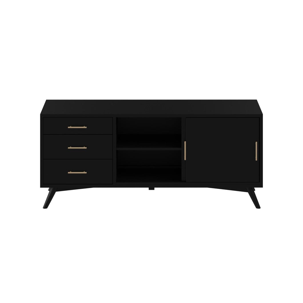 Mid-century modern black large tv stand