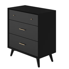 Load image into Gallery viewer, Mid-century modern black 3 drawer chest