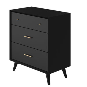 Mid-century modern black 3 drawer chest