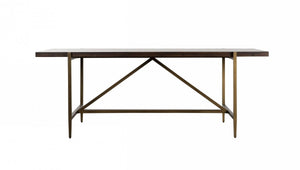 Modern Acacia and Brass dining table