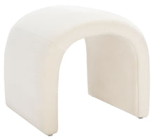 Load image into Gallery viewer, Arched ottoman stool in cream velvet fabric