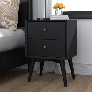 Mid-century modern black nightstand