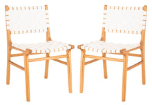 Load image into Gallery viewer, Leather strap dining chair in white, Set of 2