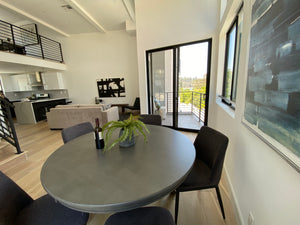 Round grey dining table