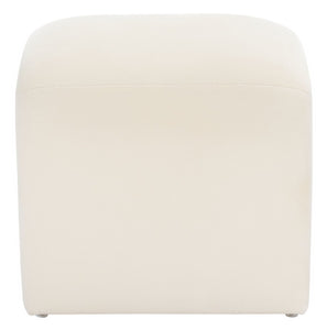 Arched ottoman stool in cream velvet fabric