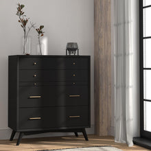 Load image into Gallery viewer, Mid-century modern black 4 drawer chest