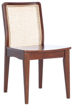 Load image into Gallery viewer, Rattan straight dining chair in walnut and natural, Set of 2