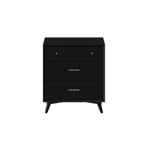 Mid-century modern black 3 drawer chest