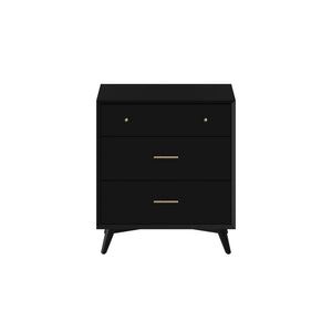 Mid-century modern black 3 drawer chest