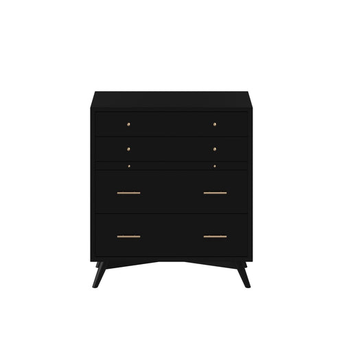 Mid-century modern black 4 drawer chest