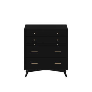 Mid-century modern black 4 drawer chest