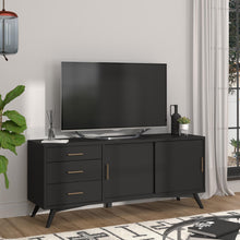 Load image into Gallery viewer, Mid-century modern black large tv stand