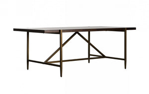 Modern Acacia and Brass dining table