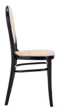 Load image into Gallery viewer, Cane woven round dining chair in black and natural, Set of 2