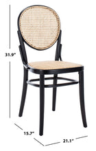 Load image into Gallery viewer, Cane woven round dining chair in black and natural, Set of 2