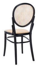 Load image into Gallery viewer, Cane woven round dining chair in black and natural, Set of 2