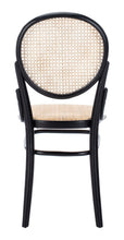 Load image into Gallery viewer, Cane woven round dining chair in black and natural, Set of 2