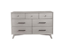 Load image into Gallery viewer, Mid-century modern washed gray 7 drawer dresser