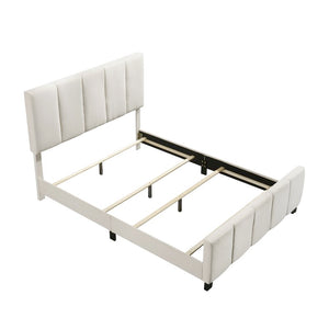 Vertical channeled king bed, ivory