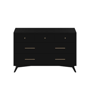 Mid-century modern black 7 drawer dresser