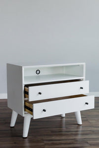 Mid-century modern white large night stand