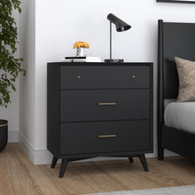 Load image into Gallery viewer, Mid-century modern black 3 drawer chest