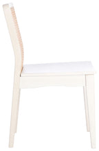 Load image into Gallery viewer, Rattan straight dining chair in white and natural, Set of 2