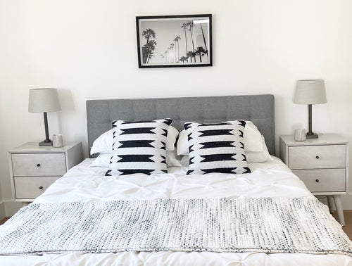 Grey tufted queen headboard