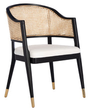 Load image into Gallery viewer, Cane woven sloped armchair in black and natural