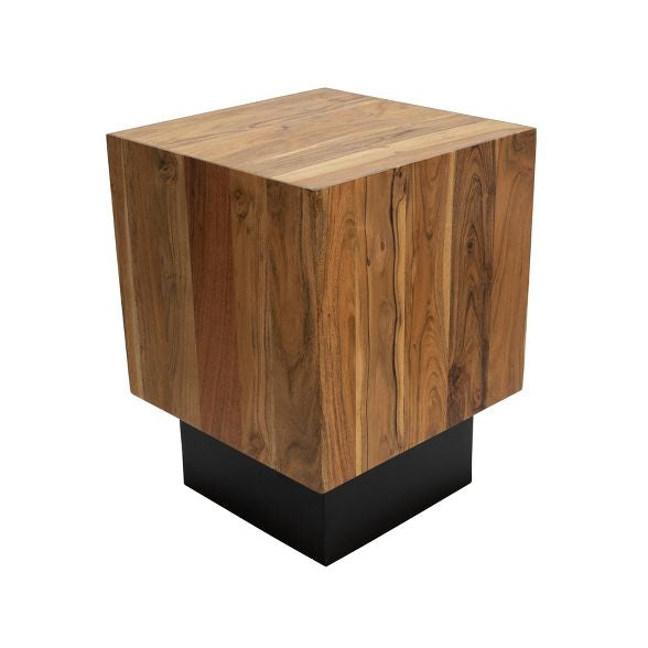 Acacia wood square end table