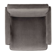 Load image into Gallery viewer, Mid century upholstered arm chair in gray velvet fabric