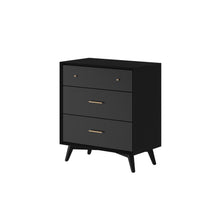 Load image into Gallery viewer, Mid-century modern black 3 drawer chest